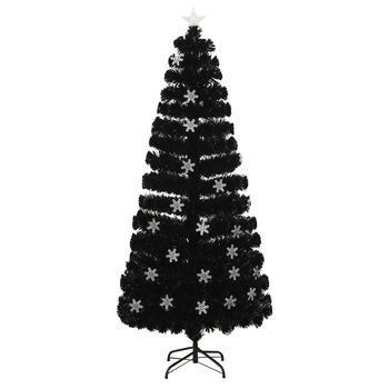 Árbol De Navidad | Decoraciones De Navidad Copos De Nieve Led Fibra Óptica Negro 180 Cm