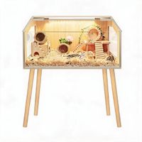jaula para hamster hecha de madera contrachapada de alamo 32x16x40 pulgadas con una alfombra de bambu facil de montar