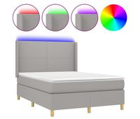 cama box spring colchon y luces led tela gris claro 140x200 cm diseno plano