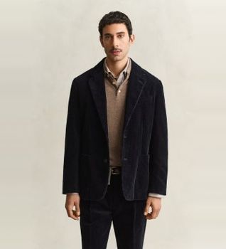 Gant para hombre. 7706387 Chaqueta de traje de pana azul marino (50), Algodón, Clásico