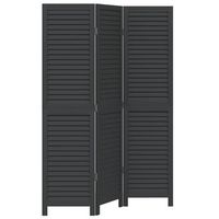 biombo separador de 3 paneles madera maciza paulownia negro vidaxl