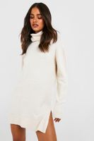 vestido jersey oversize de cuello vuelto beige