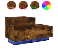 vidaxl mesita de noche con luces led roble ahumado 70x36x405 cm