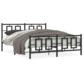 Estructura De Cama Cabecero Y Estribo Metal Negro 160x200 Cm