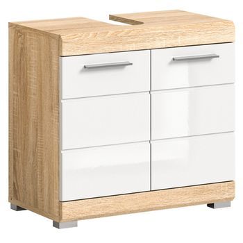 Mueble Bajo Lavabo Ridley – 2 Puertas – Blanco Y Roble Claro