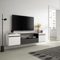 mueble tv efecto madera blanco y negro 200x35x45cm colgado
