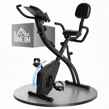 HOMCOM Bicicleta Estática Plegable con Altura y Resistencia Ajustables Pantalla LCD y Asiento Peso máximo 120 Kg 97x51x115 cm Negro   Aosom España