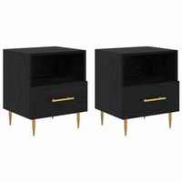 pack 2 uds mesita de noche  armario de noche  mesa de noche con cajon negro 40 x 35 x 475 cm