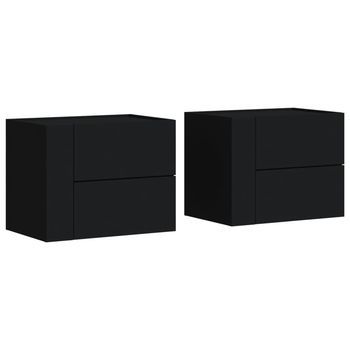 Mesitas De Noche De Pared 2 Unidades Negra 45x30x35 Cm
