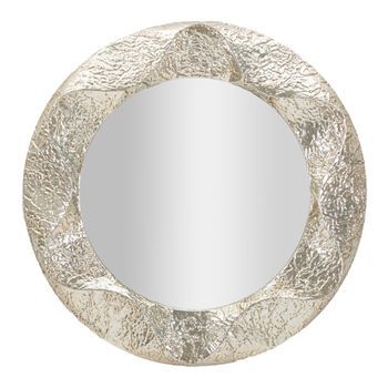 Espejo De Pared De Metal Plateado Cm Ø 104x7
