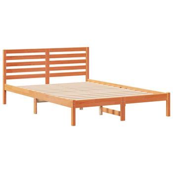 Estructura De Cama Con Cabecera Marrón Cera 140 X 220 Cm