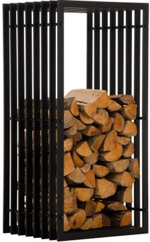 Soporte para troncos de madera en metal negro mate
