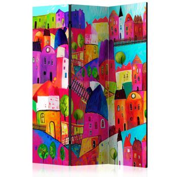 Biombo - Rainbow-hued Town (135x172 Cm)