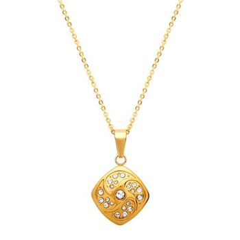 Colgante de acero inoxidable chapado en oro con circonita incl. cadena