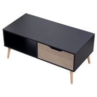 mesa baja de estilo escandinavo negra con cajon