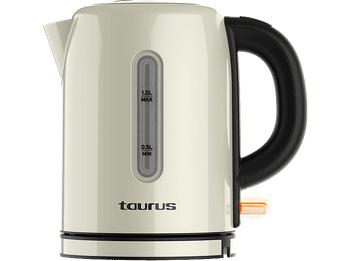 Hervidor de agua - Taurus Vintage Compact Cream, 2400 W, 1 l, Acero inoxidable, Sistema cuenta tazas, Cream