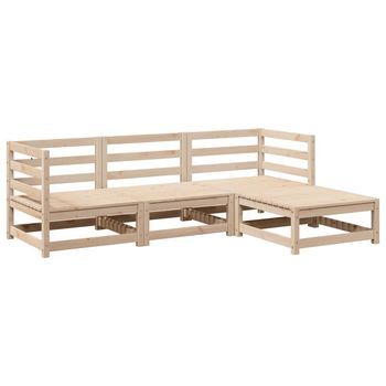 Juego De Sofás De Jardín 4 Piezas Madera Maciza De Pino
