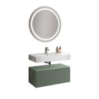 mueble de bano 3 piezas en mdf blanco brilloverde salvia