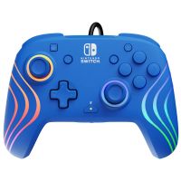 pdp afterglow wave mando con cable azul para nintendo switcholed