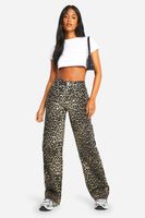 vaqueros tall de pernera recta con estampado de leopardo multi