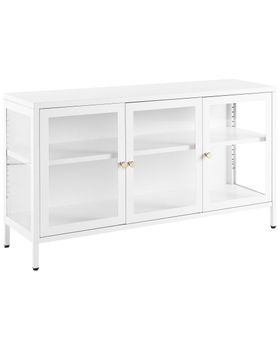 Aparador vitrina  115 cm metal blanco