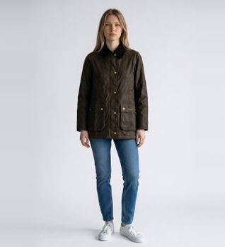 Barbour para mujer. LWX0752 Chaqueta Acorn Wax marrón oliva (M), Casual, Algodón