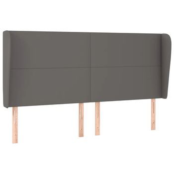 Cabecero Con Orejas Cuero Sintético Gris 163x23x118/128cm Vidaxl