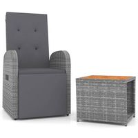 juego muebles jardin 2 piezas  mobiliario de jardin madera acacia ratan sintetico gris