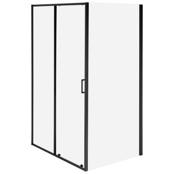 Cabina De Ducha Cuadrada De Vidrio Templado Con Una Puerta 90 X 120 X 190 Cm Negro Langui