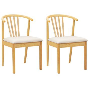 Silla De Comedor 2 Uds. Madera De Caucho Sólida Natural Y Claro Vidaxl
