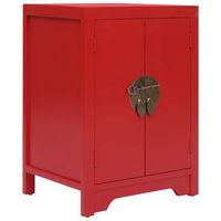 mesita de noche  mesilla de noche madera de paulownia rojo 38x28x52 cm cfw352010