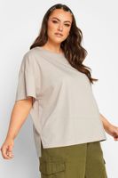 yours camiseta algodon beige corte cuadrado mujer curvy y tallas grandes yours