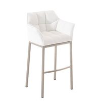 taburete de bar damaso cuero sintetico con base de cuatro patas simil cuero blanco 48x64x110 cm clp