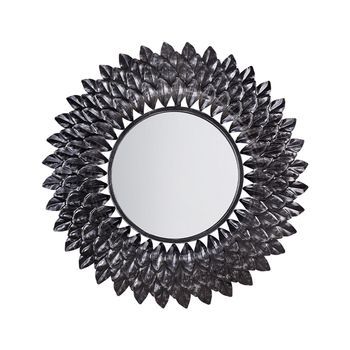 Espejo Colgante De Pared Plateado 70 Cm Redondo Con Forma De Sol Larra