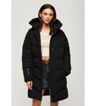 Superdry para mujer. W5011782A Parka acolchada City Chevron negro (S), Casual, Poliéster, Manga larga