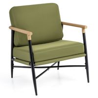 costway sillon moderno de salon sillon de acento con cojines desmontables con cremallera estructura de metal y patas ajustables comodo verde