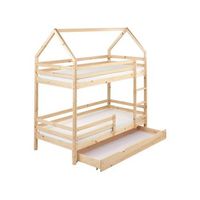 litera con cajones de madera de pino dormitorio infantil casa de madera marron claro con cajones 90 x 200 cm girgols