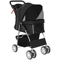 pawhut carrito para perros pequenos con cesta de almacenaje portavasos ruedas y cojin lavable 77x44x102 cm negro   aosom espana