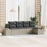 juego de sofa de jardin de 5 piezas con cojines gris claro poliratan v8129 unico  gris