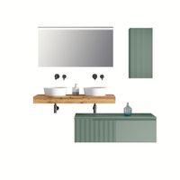 mueble de bano de 7 piezas en melamina robleverde salvia