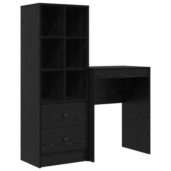 Escritorio | Mesa De Trabajo Con Cajón Con Estante 2 Piezas Roble Negro
