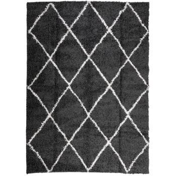 Alfombra De Pelo Largo Moderna Pamplona Negro Y Crema 200x280cm Vidaxl