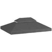 outsunny lona de repuesto para pavellon tela de cenador 4x3 m doble techo con orificios de drenaje poliester 370 gm gris   aosom espana