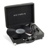 tocadiscos de maleta victrola journey premium de 3 velocidades con altavoces estereo incorporados admite salida rca entrada auxiliar negro