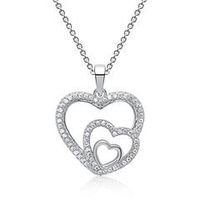 cadena con colgante de corazon de plata circonio cubico