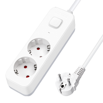 Aigostar Regleta Enchufes, Alargador Enchufe de 2 Enchufes con Interruptor, Cable de 5 Metros, Blanco