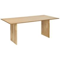mesa de comedor rectangular con tablero chapado acabado natural patas de madera maciza 180 x 90 cm madera de fresno natural moora