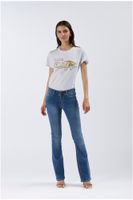 vaqueros denim flare super stretch medium blue