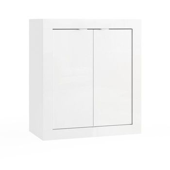 Mueble Para Baño Isora – 2 Puertas, 2 Estantes – Blanco Lacado Brillante – Diseño Moderno