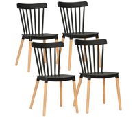 homcom juego de 4 sillas de comedor estilo nordico sillas de cocina con respaldo alto asiento de polipropileno y patas de madera de haya carga 120 kg 48x525x83 cm negro
